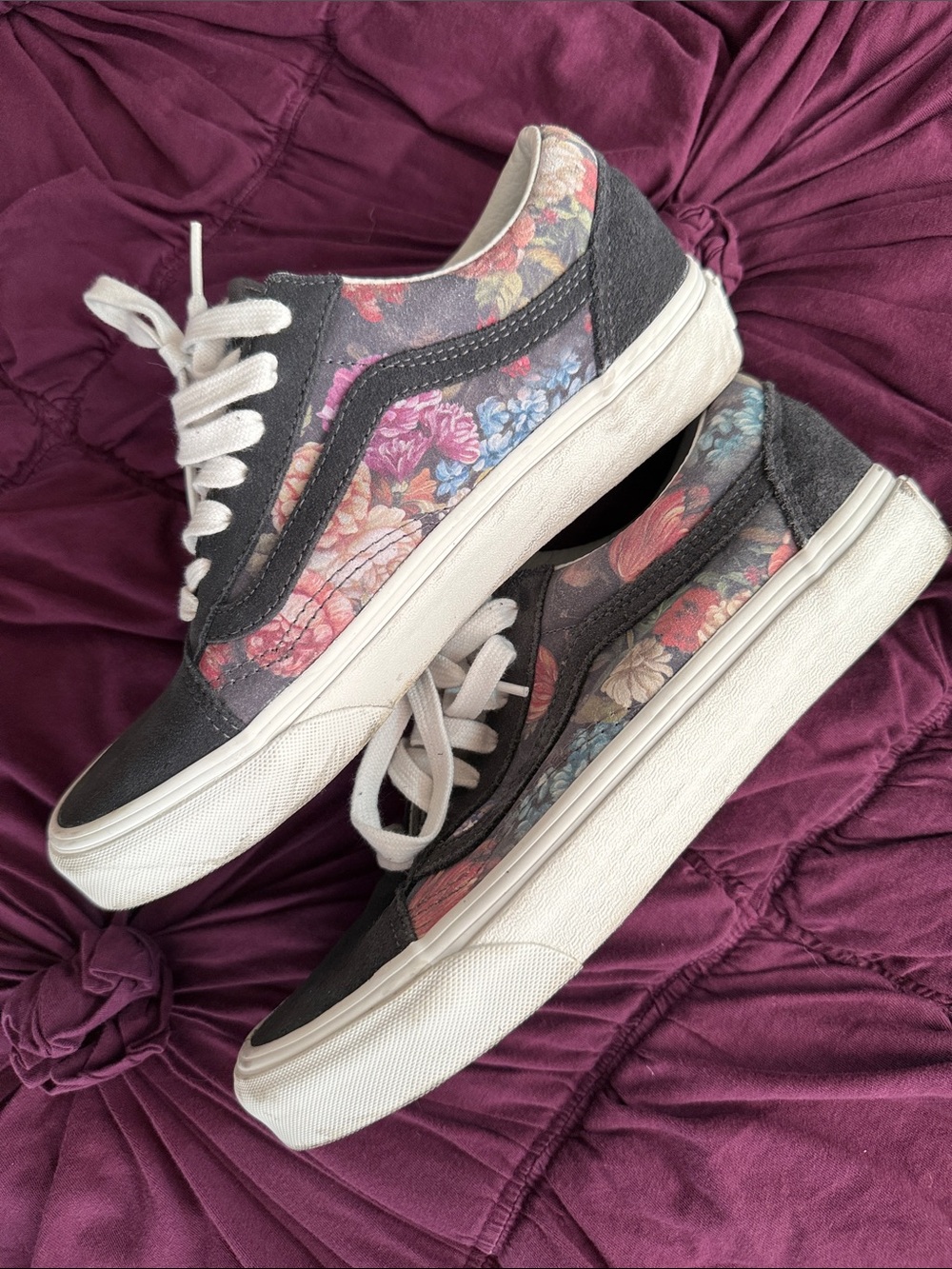 Vans Floral Canvas Low-Top Sneakers - Pink, Blue, Black